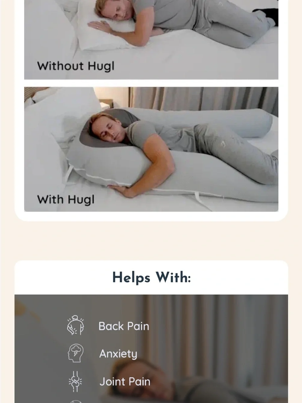 U-Shaped Cooling Body Pillow in Light Gray